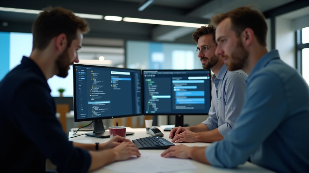 Tým webdesignérů diskutující o navigační struktuře